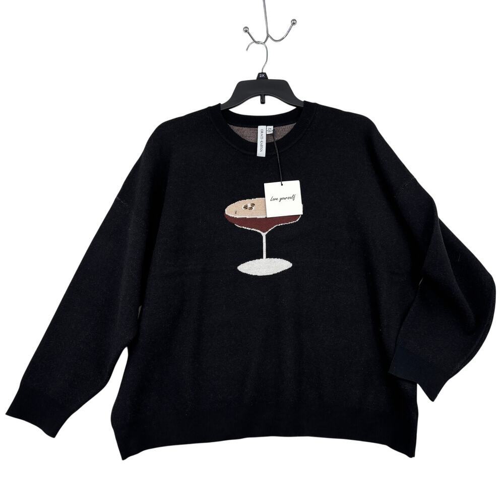 Grace + Karma Sweater Size‎ 2X Black Cocktail Cardigan Pullover Viscose Blend